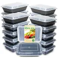 Enther Meal Prep Containers [20 Pack] Single 1 Compartment with Lids, Food Storage Bento Box | BPA Free | Stackable | Reusable Lunch Boxes, Microwave/Dishwasher/Freezer Safe,Portion Control (28 oz)