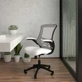 Flash Furniture Kelista Mid-Back White Mesh Swivel Ergonomic Task Office Chair with Flip-Up Arms