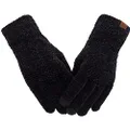 Women's Winter Warm Chenille Gloves Touchscreen Thermal Soft Knit Gloves for Women Black