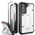 ArmadilloTek Vanguard Compatible with Samsung Galaxy S21 Case, Military Grade Full-Body Rugged with Built-in Kickstand [Screenless Version] - White