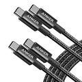 Anker New Nylon USB C to USB C Cable (6ft 60W, 2-Pack), USB 2.0 Type C Charging Cable for iPad Mini 6, iPad Pro 2020, iPad Air 4, MacBook Pro 2020, Samsung Galaxy S21, Switch, Pixel, LG (Black)