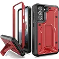 ArmadilloTek Vanguard Compatible with Samsung Galaxy S21+Plus Case, Military Grade Full-Body Rugged with Built-in Kickstand [Screenless Version] - Red