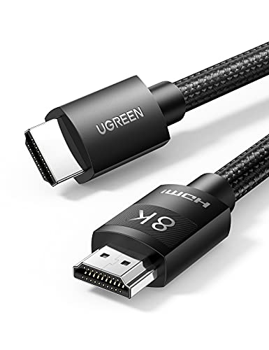 UGREEN 8K@60Hz Certified HDMI 2.1 Cable 2M Ultra Speed 10K 60Hz 4K 240Hz Braided Cord Support 48Gbps Dynamic HDR eARC Dolby Atmos HDCP Compatible with PS5 PS4 Xbox Roku TV HDTV Blu-ray Projector