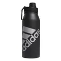 adidas 1 Liter (32 oz) Metal Water Bottle, Hot/Cold Double-Walled Insulated 18/8 Stainless Steel, Black/Silver Metallic, One Size