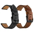 LDFAS Leather Band for Galaxy Watch 6 Classic 47mm 43mm/5 Pro 45mm Bands, 20mm Watch Strap Compatible for Samsung Galaxy Watch 6/5/4 40mm 44mm/Active 3 41mm Band, Black/Brown+Black (2 Pack)