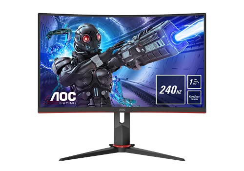 AOC C32G2ZE 32" Curved Frameless Gaming Monitor, Full HD 1920x1080, VA, 0.5ms 240Hz, AMD FreeSync Premium, DP/HDMI/VGA, VESA, 3-3-1 Re-Spawn Program, Xbox PS5 Switch,Black