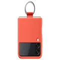 Samsung Electronics Galaxy Z Flip 3 Phone Case, Silicone Protective Cover with Ring, Heavy Duty, Shockproof Smartphone Protector, US Version, Coral,EF-PF711TPEGUS