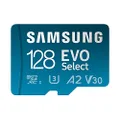 SAMSUNG EVO Select Micro SD-Memory-Card + Adapter, 128GB microSDXC 130MB/s Full HD & 4K UHD, UHS-I, U3, A2, V30, Expanded Storage for Android Smartphones, Tablets, Nintendo-Switch (MB-ME128KA/AM)