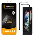 Supershieldz (2 Pack) Designed for Samsung Galaxy Z Fold 3 5G (Front Screen Only) [Not Fit for Galaxy Z Flip 3] Tempered Glass Screen Protector, (3D Curved Glass) Anti Scratch, Bubble Free (Black)