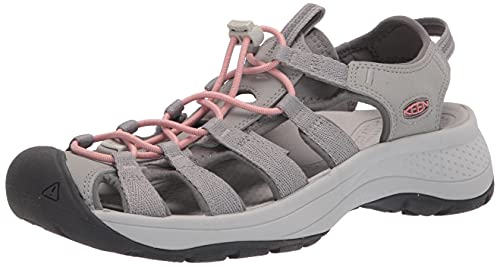 KEEN Women's Astoria West Closed Toe Sandals, Grey/Coral, 6.5
