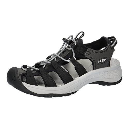 KEEN Women's Astoria West Closed Toe Sandals, Black/Grey, 7.5