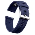 Ritche Canvas Quick Release Watch Band 18mm 20mm 22mm Replacement Watch Straps for Men Women, Valentine's day gifts for him or her, Navy Blue / Silver, 20mm, Traditional