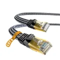 Cat 8 Ethernet Cable, DanYee Nylon Braided 26ft CAT8 High Speed Professional Gold Plated Plug STP Wires CAT 8 RJ45 Ethernet Cable 3ft 10ft 16ft 26ft 33ft 50ft 66ft 100ft(Black 26ft)