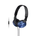 Sony MDR-ZX310AP Foldable Wired Over-Ear Headphones with In-line Mic and Remote, 30mm Dynamic Driver - Blue