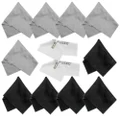 Eco-Fused Microfiber Cleaning Cloth - 6 x 7 Black/Grey Microfiber Cloth with White Cleaning Cloth - 12 Pack Microfiber Cleaning Cloth for Glasses & Camera Lens