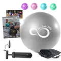(23cm , Silver) - Live Infinitely 23cm Barre Pilates Ball & Hand Pump- Anti Burst Mini Ball & Digital Workout eBook Included for Yoga, Exercise, Balance & Stability Training - Comes with Mesh Carry...