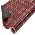 AMERICAN GREETINGS 6393114 Christmas Reversible Wrapping Paper, Red Black, 1-Roll, 175 Total Sq. Ft, 4 Ensemble, Plaid and Polka Dots