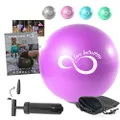 9 Inch Barre Pilates Ball & Hand Pump– Anti Burst Mini Ball & Digital Workout eBook Included For Yoga, Exercise, Balance & Stability Training – Comes With Mesh Carrying Bag (Purple, 9 Inch)