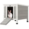 CO-Z Topnotch Weatherproof Outdoor Wooden Bunny Rabbit Hutch Pet Cage Cat Shelter in Grey
