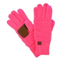 C.C Unisex Cable Knit Winter Warm Anti-Slip Touchscreen Texting Gloves, Candy Pink