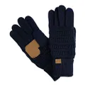 C.C Unisex Cable Knit Winter Warm Anti-Slip Touchscreen Texting Gloves, Navy