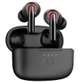 Tribit Wireless Earbuds, Qualcomm QCC3040 Bluetooth 5.2, 4 Mics CVC 8.0 Call Noise Reduction 50H Playtime Clear Calls Volume Control True Wireless Bluetooth Earbuds Earphones, FlyBuds C1 Black