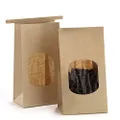 BagDream Bakery Bags with Window Kraft Paper Bags 50Pcs 3.54x2.36x6.7 Inches Tin Tie Tab Lock Bags Brown Window Bags Coffee Bags Cookie Bags Treat Bags