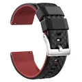 Ritche Silicone Watch Bands 18mm 20mm 22mm 24mm Quick Release Rubber Watch Bands for Men, Black / Crimson Red / Silver, 22MM, Classic