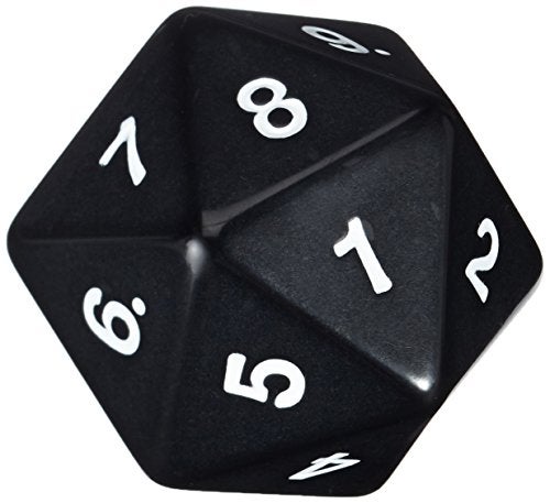 55mm Jumbo D20 Opaque Black with White Numbers