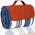 Extra Large Picnic & Outdoor Blanket Dual Layers For Outdoor Water-Resistant Handy Mat Tote Spring Summer Blue and White Striped Great for the Beach,Camping on Grass Waterproof Sandproof (SC-CM-01)