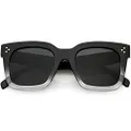 zeroUV - Oversized Fashion Retro Square Sunglasses for Women Vintage Style 50mm, C03 | Black-clear Fade / Smoke, One-Size