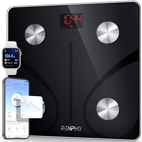 RENPHO Body Fat Scale Smart BMI Scale Digital Bathroom Wireless Weight Scale, Body Composition Analyzer with Smartphone App sync with Bluetooth, 396 lbs - Black, Elis 1