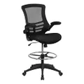 Flash Furniture Kelista Mid-Back Swivel Office Chair with Adjustable Seat Height, Ergonomic Mesh Desk Chair with Flip-Up Armrests, Black