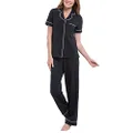 PajamaGram Pajama Set for Women - Black Pajamas for Women, Black, M, 8-10