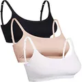 Blulu Mini Camisole Bra Wireless Padded Bra with Adjustable Straps for Women Girls Favors (M Size, Color Set 2)