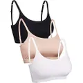 Blulu Mini Camisole Bra Wireless Padded Bra with Adjustable Straps for Women Girls Favors (M Size, Color Set 2)