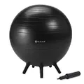 Gaiam Balance Ball Chair - No-Roll Ergonomic Office Chair & Yoga Ball Chair for Home Office Desk with Exercise Guide, Easy Installation Ball Pump, and Built-in Stability Legs, 25.5 in. (65 cm) - Black
