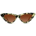 WearMe Pro - Retro Vintage Tinted Lens Cat Eye Sunglasses, Cream Frame / Brown Lens, One Size