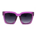 Womens Boyfriend Style XXL Oversize Horned Rim Thick Plastic Sunglasses, Purple Smoke, 6" 153mm W x 2 9/16" 66mm H