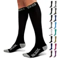 SB SOX Compression Socks (20-30mmHg) for Men & Women – Best Compression Socks for All Day Wear, Better Blood Flow, Swelling! (Large, Black/Gray)