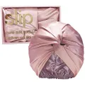 Slip Silk Turban in Pink, One Size (21”- 28”) - Double-Lined Pure Mulberry Silk 22 Momme Hair Turban - Hair-Friendly, Lightweight and Multipurpose Head Wrap + Sleeping Cap for Curly + Thick Hair Types