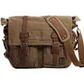 Berchirly Vintage Military Men Canvas Messenger Bag For 13.3-17" Laptop, Army Green, XL-17.3"