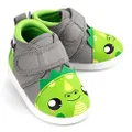 ikiki Dragon Squeaky Shoes for Toddlers w/Adjustable Squeaker, Green Girl or Boy Shoes (Size 4, Leo Longfire)