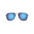 Maui Jim Cliff House Reader Aviator Reading Sunglasses, Silver/Blue Hawaii Polarized, Medium + 2
