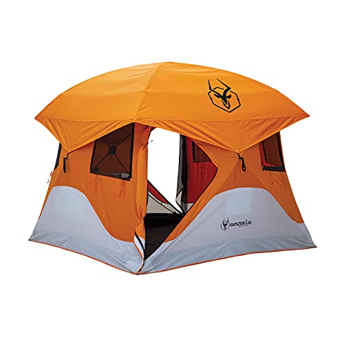 Gazelle Tents 22272 T4 Pop-Up Portable 2 Door Camping Hub Tent with Removable Floor and Rain Fly, Easy Instant Set Up in 90 Seconds, 4 Person, Orange