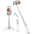 ATUMTEK Bluetooth Selfie Stick Tripod, Extendable 3 in 1 Aluminum Selfie Stick with Wireless Remote and Tripod Stand 270 Rotation for iPhone 13/12/11 Pro/XS Max/XS/XR/X, Samsung and Smartphone White