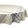 DII French Stripe Dining Table Collection Farmhouse Style Tablecloth, 70 Inches Round, Taupe/Blue