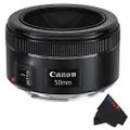 Canon EF 50mm f/1.8 STM Lens + Pixibytes Exclusive Microfiber Cleaning Cloth