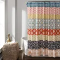 Lush Decor 16T000209 Bohemian Stripe Shower Curtain, 72" x 72", Turquoise/Orange