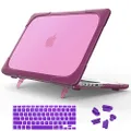 Mektron[Heavy Duty][Snap on][Dual Layer] Rubberized Hard Case Cover for MacBook Pro 15 inch with Retina Display Model A1398 (NO CD-ROM Drive,NO Touch bar) (Purple)